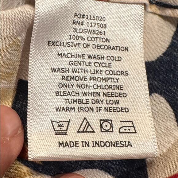 Levi's Mens Large Navy Blue Floral Button Down Short Sleeve Cotton Shirt - Picture 4 of 7